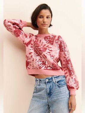 Pink Sequin Crewneck Sweater